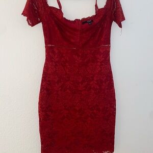 Guess Red Lace Mini Dress